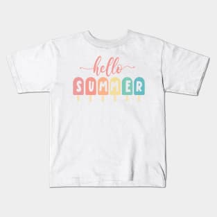 "Hello Summer" Pastel Popsicles Kids T-Shirt